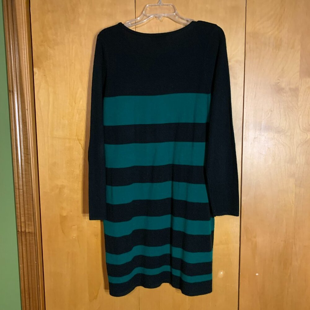 AB Studio Black and Green striped sweater dress, size large - Picture 5 of 7